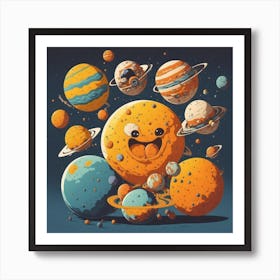 Leonardo Diffusion Planets Cartoon Funny 0 Art Print