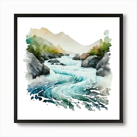 Watercolor River 2 Art Print