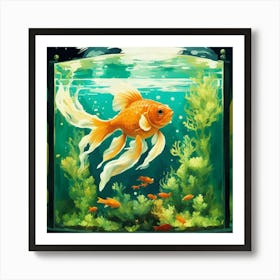 Goldfish In Aquarium Art Print