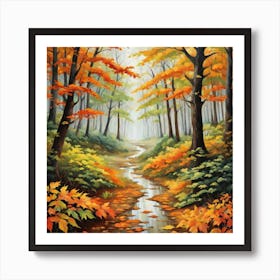 Forest In Autumn In Minimalist Style Square Composition 182 Art Print