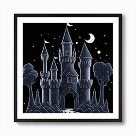 Castle At Night 1 Art Print