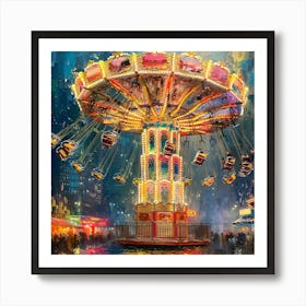 Carousel At Night, Abstract Expressionism, Minimalism, and Neo-Dada Art Print