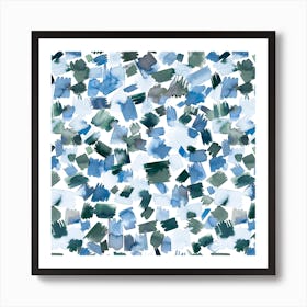 Abstract Watercolor Painting Blue Square Art Print