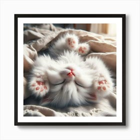 Kitten Sleeping On The Bed Art Print