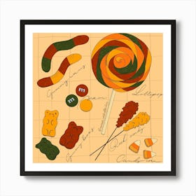 Candy Halloween Gummy Bears Sweet Treats Holiday Sugar Rock Candy Candy Corn Art Print