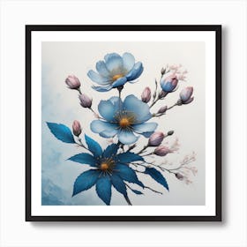 Blue Flowers Art Print