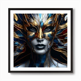 Girl In Masquerade - Stain Glass Inlay - 4 Of 6 Art Print