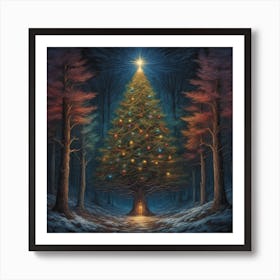 Christmas Tree In The Forest 32 Art Print