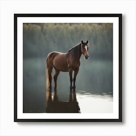 Horse Standing In Water Art Print