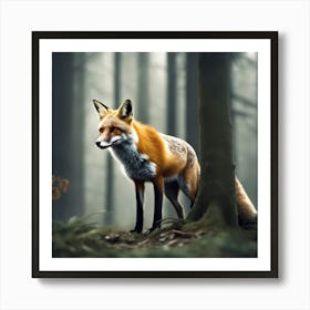 Red Fox In The Forest 42 Art Print