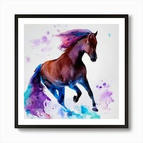 Horse Watercolor Painting Art Print