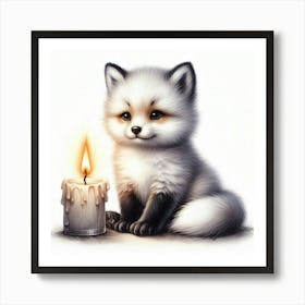 Fox By Candle Art Print