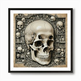 Tiny Skull House Art Print