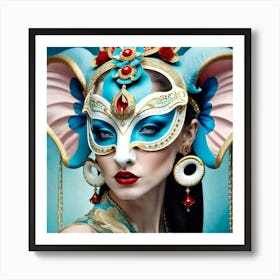 Chinese Woman With Elephant Mask Art Print