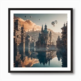 Surreal Landscape Inspired By Dali And Escher 9 Art Print
