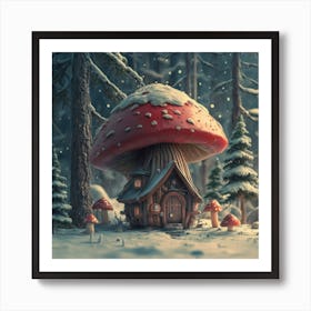 Red mushroom shaped like a hut 14 Art Print