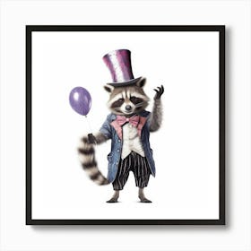 Raccoon In Top Hat Art Print