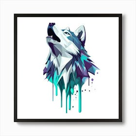 Wolf Howling Generated AI. Wall Art Print Poster