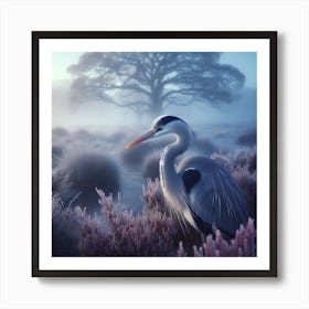 Heron In The Mist 2 Art Print