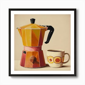 Coffee Pot And Cup Art Print