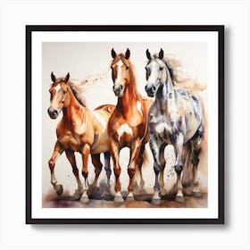 Horses watercolors Art Print