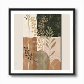 Abstract boho wall art in beige and green 11 Art Print