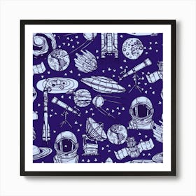 Spaceships And Planets 1 Art Print