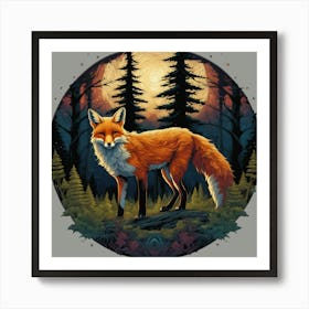 Fox In The Woods 21 Art Print