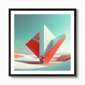 Red and White Structure Art Print