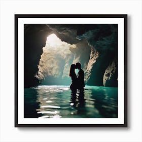 Couple Kissing In A Cave 2 Art Print