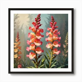 Snapdragon Floral Botanical Vintage Poster Flower Art Print Art Print