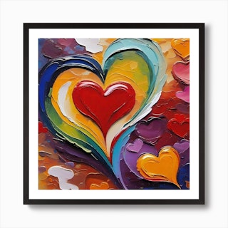 Paint a rainbow abstract painting on a heart shaped canvas – Mont Marte