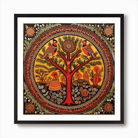 Tree Of Life Madhubani Painting Indian Traditional Style 2 Poster