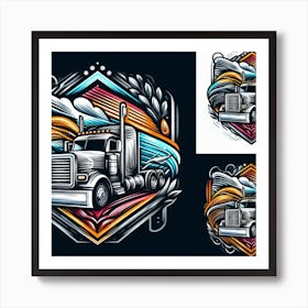 Semi Truck Logo Art Print