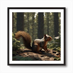 Squirrel In The Forest 36 Art Print