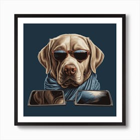 Mr. Dog | Wearing A Blue Scarf | Dog Portrait Wall Art Art Print