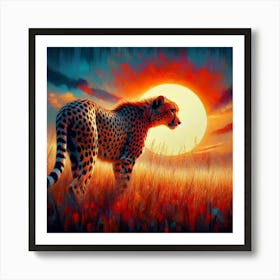 Cheetah In The Grass Art Print