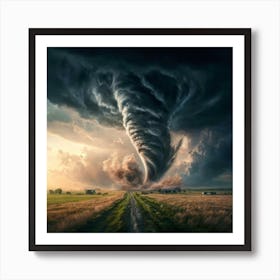 Realistric Tornadoes In An Open Field Storm Clo Art Print