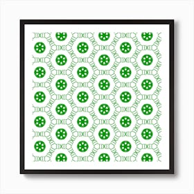 White Background Green Shapes Art Print