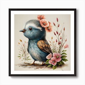 Blue Bird With Flowers, Realistic oil painting of a colorful bird, Detailed avian artwork on canvas, Exquisite bird portrait in oil, Fine art print of bird in natural habitat, Oil painting of migratory birds, Feathered friends in oil on canvas, Unique bird art for home decor, Birdwatcher's delight in oil, Vibrant bird plumage in oil paint, Avian beauty captured in oil, Oil Painting, Bird Art, Wildlife Art, Avian Art, Nature Painting, Birds Of Prey, Feathered Friends, Colorful Birds, BirdsIn Art, Avian Beauty Fine Art Print Bird Lovers, Animal Art, Birdwatching, BirdsofInstagram, Art Print