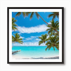 Tropical Beach With Palm Trees 1 Art Print