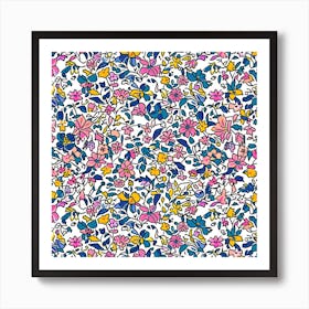 Aster Bloom London Fabrics Floral Pattern 5 Art Print