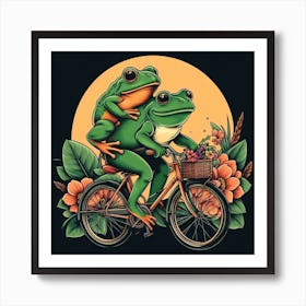 Frogs On A Bicycle Art Print