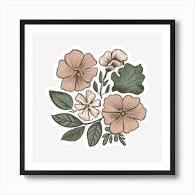 Pink Flowers Sticker Art Print