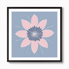 A White And Pink Flower In Minimalist Style Square Composition 274 Art Print