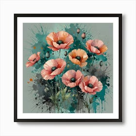 Leonardo Lightning Xl Watercolor Art An Prints Of Pink Poppy F 0 Art Print