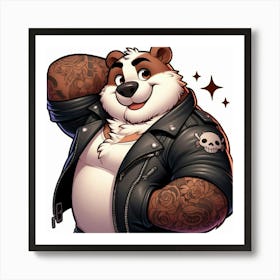 Bear In Leather Jacket Art Print