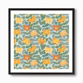 Orange And Yellow Floral Pattern Art Print