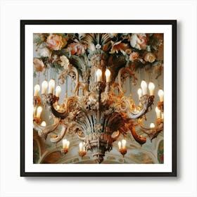 Chandelier With Flowers 2 Art Print