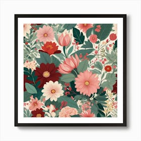 Floral Seamless Pattern 4 Art Print